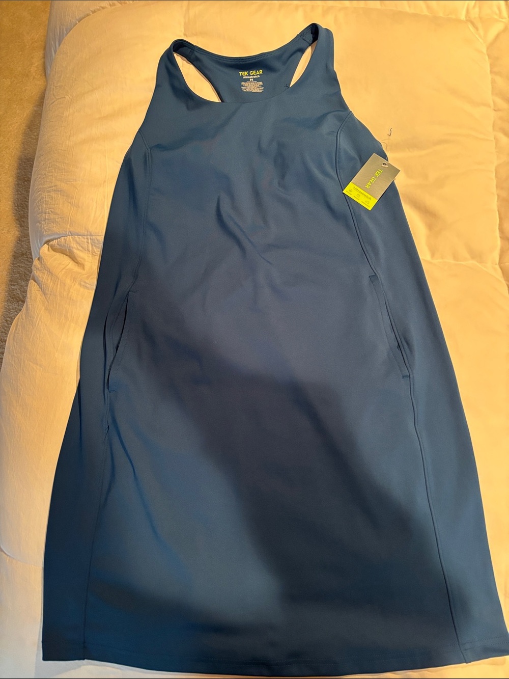 Tek Gear Blue Racerback Active Dress with Side Pockets built in bra